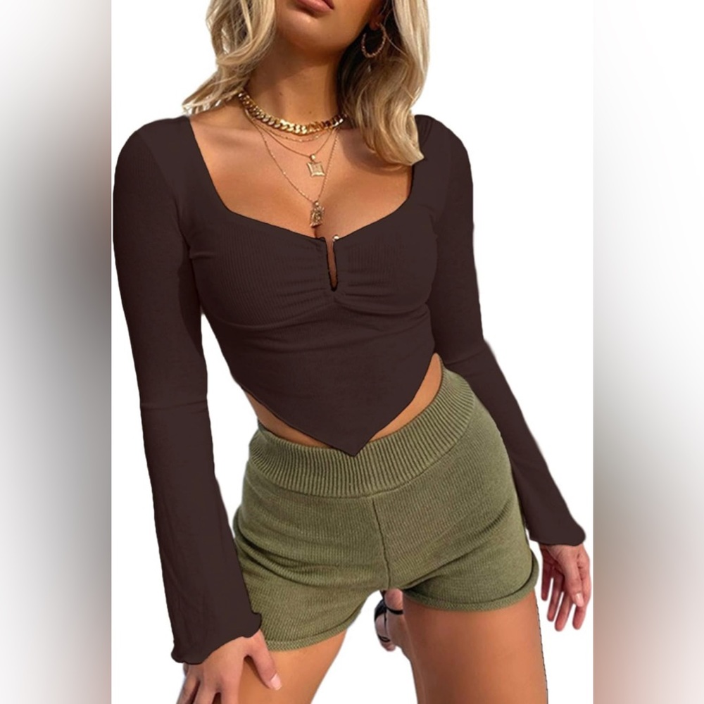 Avanova Asymmetrical Ribbed Cropped Top